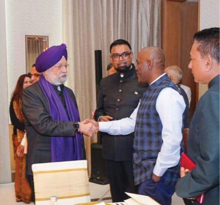On President Ali’s Official visit to India, Floyd Haynes being introduced to India’s Minister of Energy